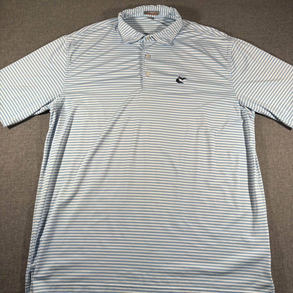 Peter Millar Polo Shirt Mens XL Blue White Striped Summer Comfort Performance - Picture 4 of 7